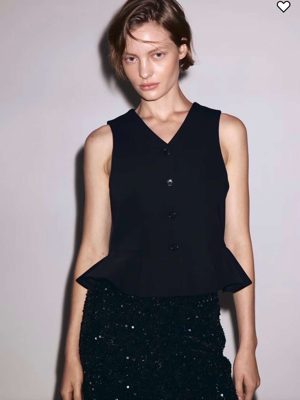 H&M V-Neck Vest with Peplum Button-Front Vest Top